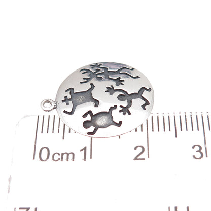 Phyllis Woods 925 Sterling Silver Vintage Ethnic Dancers Oxidized Charm Pendant