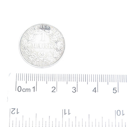 900 Silver Antique 1896 Germany Emperor William II 1 Mark Duetsches Reich Coin