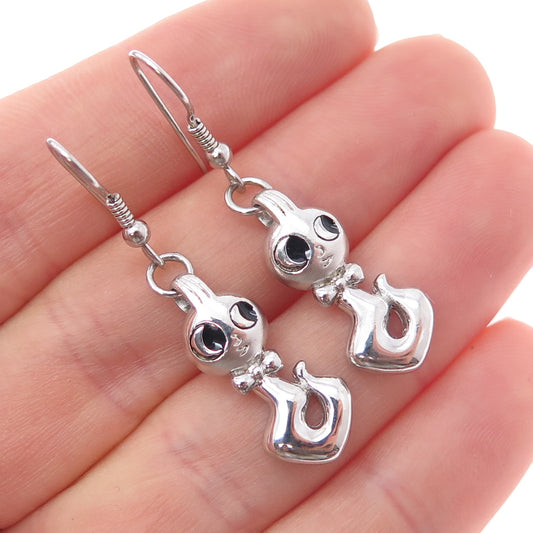 925 Sterling Silver Vintage Enamel Bookworm Dangle Earrings