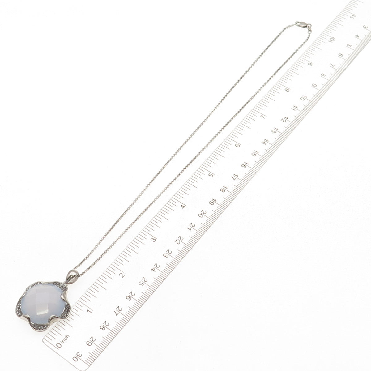 Chapal Zenray 925 Sterling Real Chalcedony & White Topaz Rolo Chain Necklace 18"