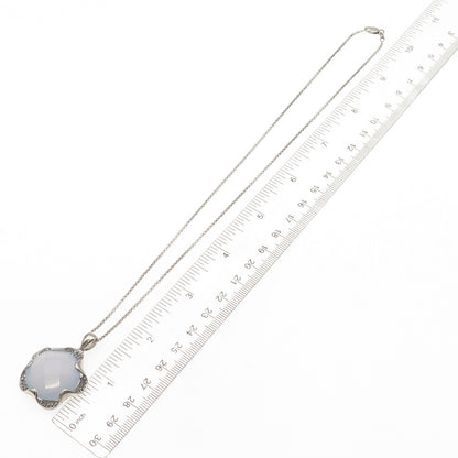 Chapal Zenray 925 Sterling Real Chalcedony & White Topaz Rolo Chain Necklace 18"