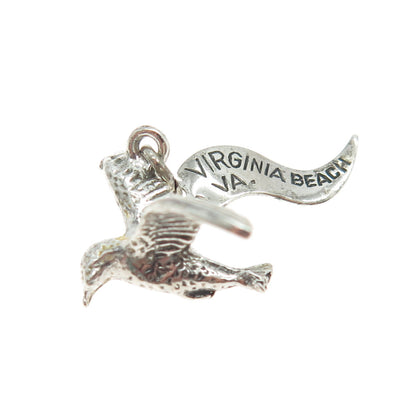 PACIFIC JEWELRY 925 Sterling Silver Vintage "Virginia Beach" Seagull 3D Pendant