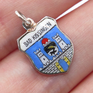 925 Sterling Silver Vintage Enamel Bad Kissingen Coat of Arms Mini Charm Pendant