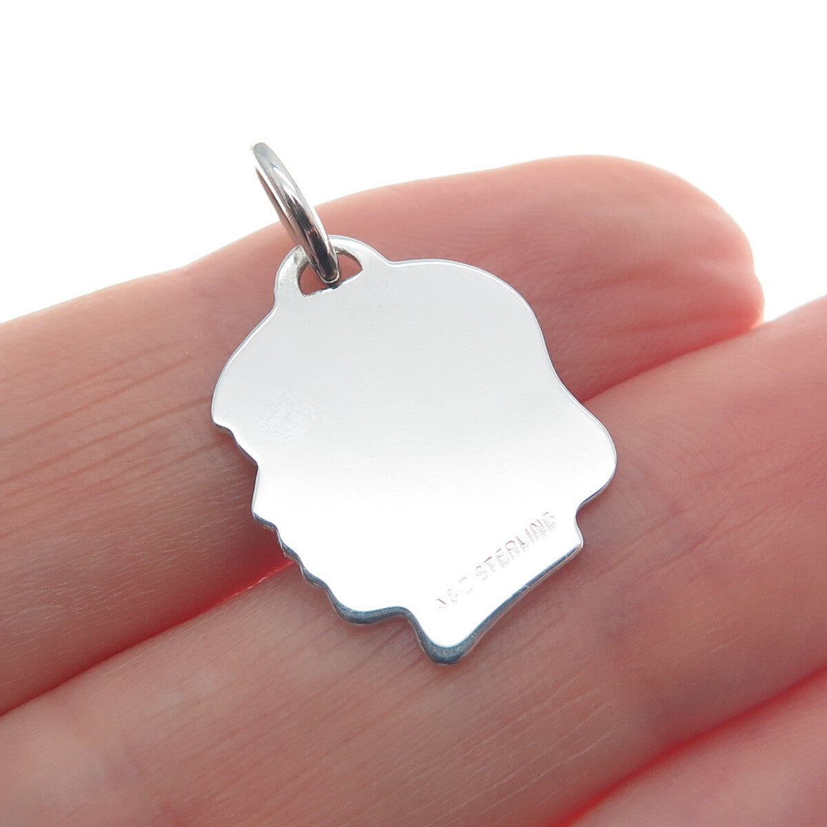 A & Z 925 Sterling Silver Vintage Girl's Face Profile Minimalist Charm Pendant