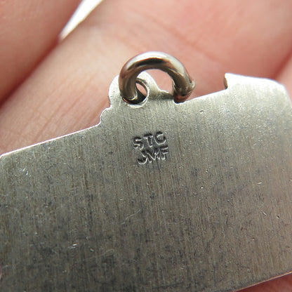 J.M. FISHER 925 Sterling Silver Vintage Pennsylvania State Map Charm Pendant
