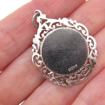 925 Sterling Silver Vintage Rhinestone Merry Christmas Bells Charm Pendant