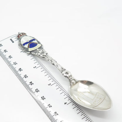 925 Sterling Silver Antique Enamel "Bermuda" Floral Spoon
