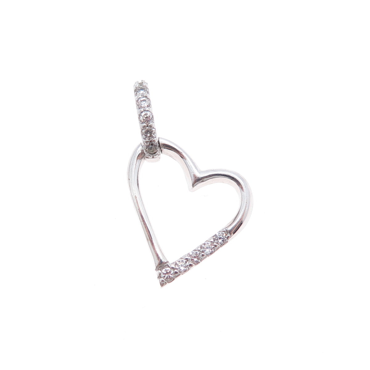 925 Sterling Silver Round-Cut C Z Heart Mini Charm Pendant