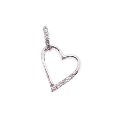 925 Sterling Silver Round-Cut C Z Heart Mini Charm Pendant