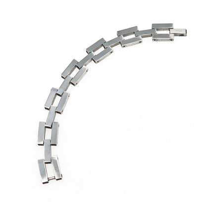 925 Sterling Silver Antique Art Deco Forget Me Not Oxidized Bracelet 7"