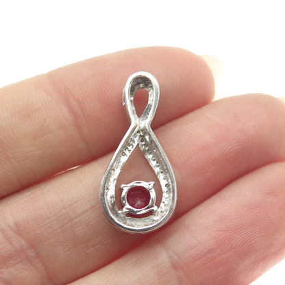 925 Sterling Silver Real Diamond Accent Lab-Created Ruby Infinity Slide Pendant