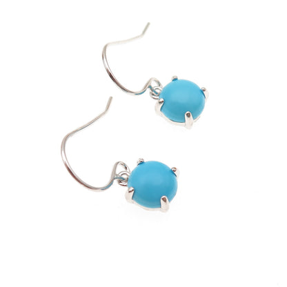 925 Sterling Silver Real Sleeping Beauty Turquoise Dangle Earrings