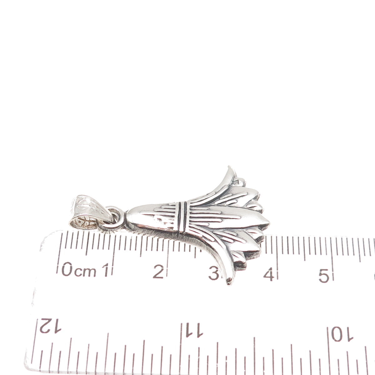800 Silver Vintage Egyptian Lotus Flower Oxidized Charm Pendant