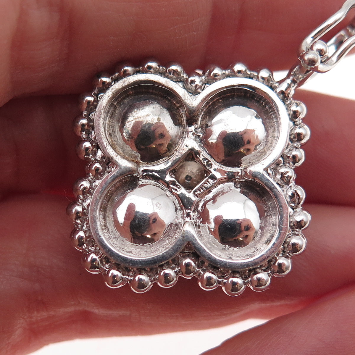 925 Sterling Silver Real Pearl Floral Charm Pendant