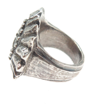 LK KATHERINE LINCOLN 925 Sterling Silver Vintage Sun Face Oxidized Ring Size 9