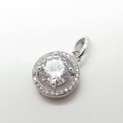 925 Sterling Silver Round-Cut C Z Pendant