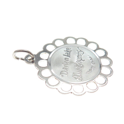 CREA 925 Sterling Silver Vintage Darien Lake Fun Country Flower Charm Pendant