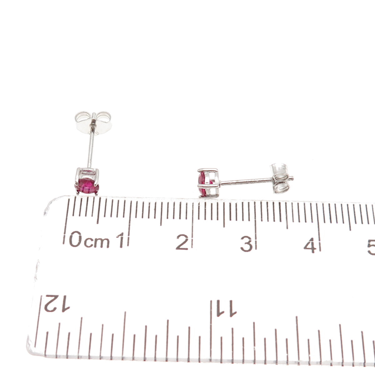 925 Sterling Silver Round-Cut Lab-Created Ruby Stud Earrings