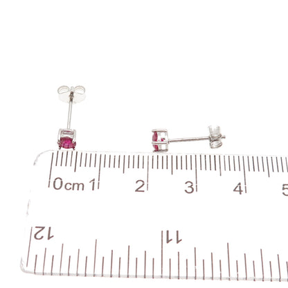 925 Sterling Silver Round-Cut Lab-Created Ruby Stud Earrings