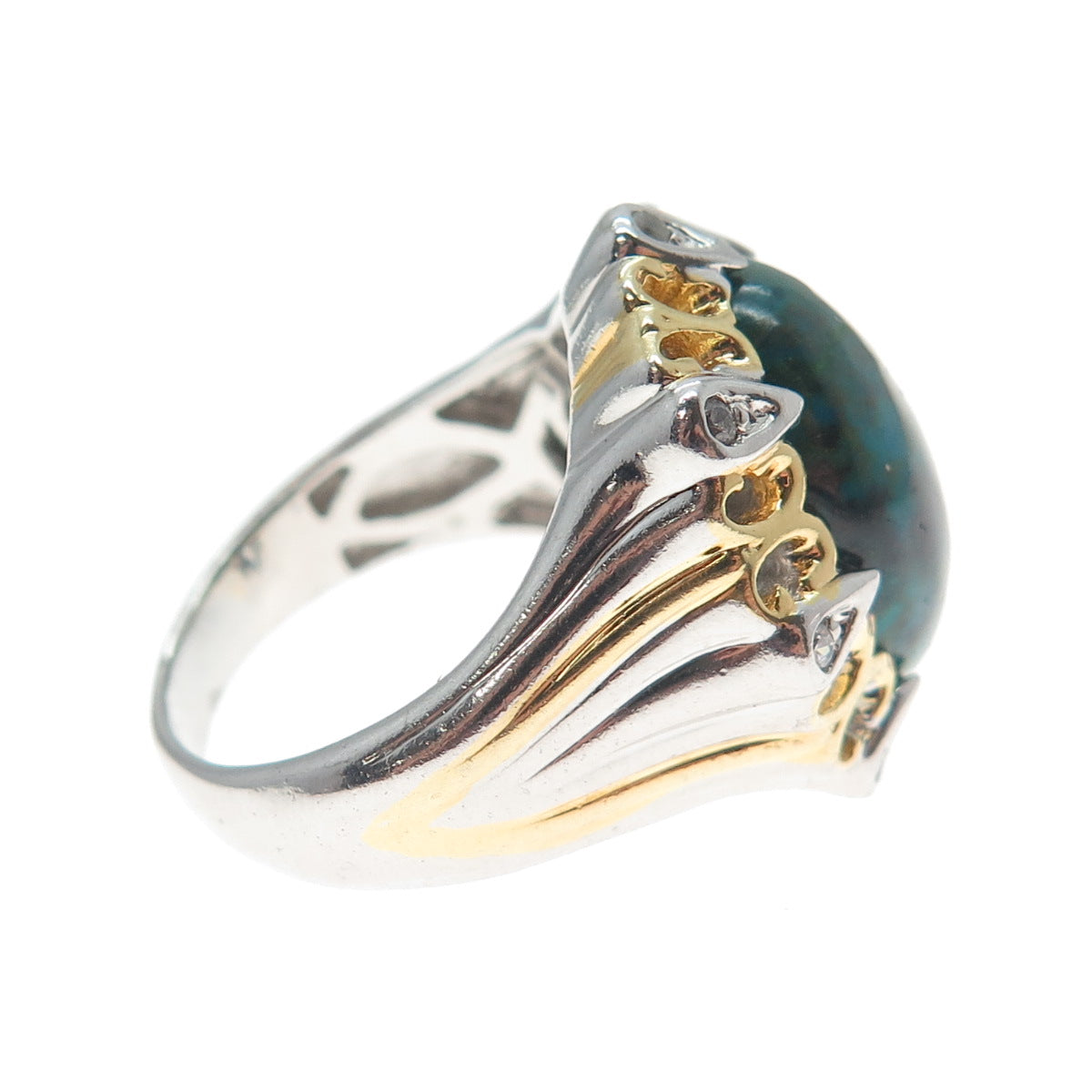 MICHAEL VALITUTTI Gems En Vogue Sterling 2-Tone Chrysocolla & C Z Ring Size 7.25