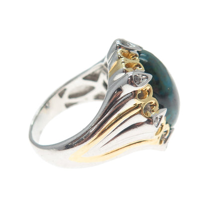MICHAEL VALITUTTI Gems En Vogue Sterling 2-Tone Chrysocolla & C Z Ring Size 7.25