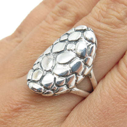 925 Sterling Silver Vintage Pebble Statement Ring Size 8.75