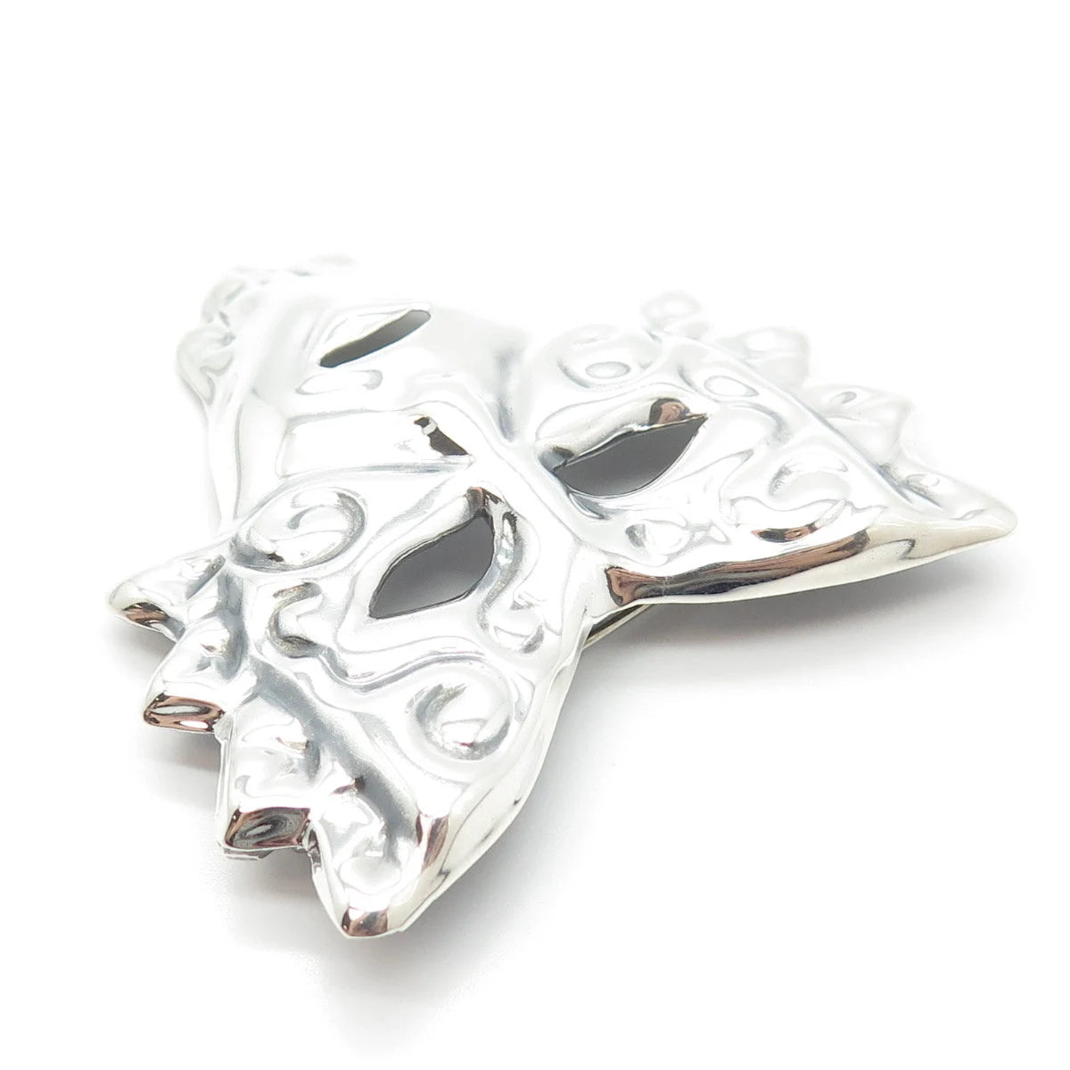 925 Sterling Silver Vintage Mexico Mask Pin Brooch