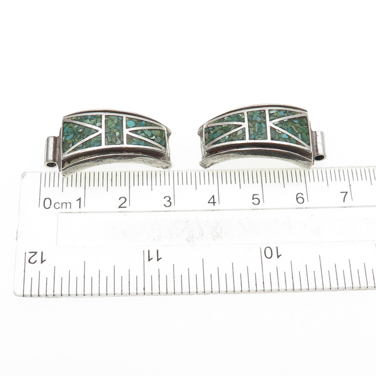 Old Pawn 925 Sterling Silver Vintage Southwestern Turquoise Inlay Watch Band