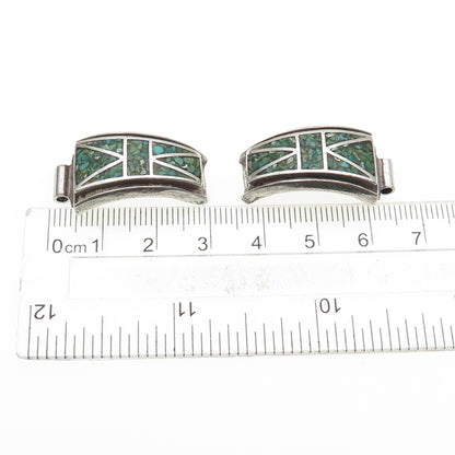 Old Pawn 925 Sterling Silver Vintage Southwestern Turquoise Inlay Watch Band