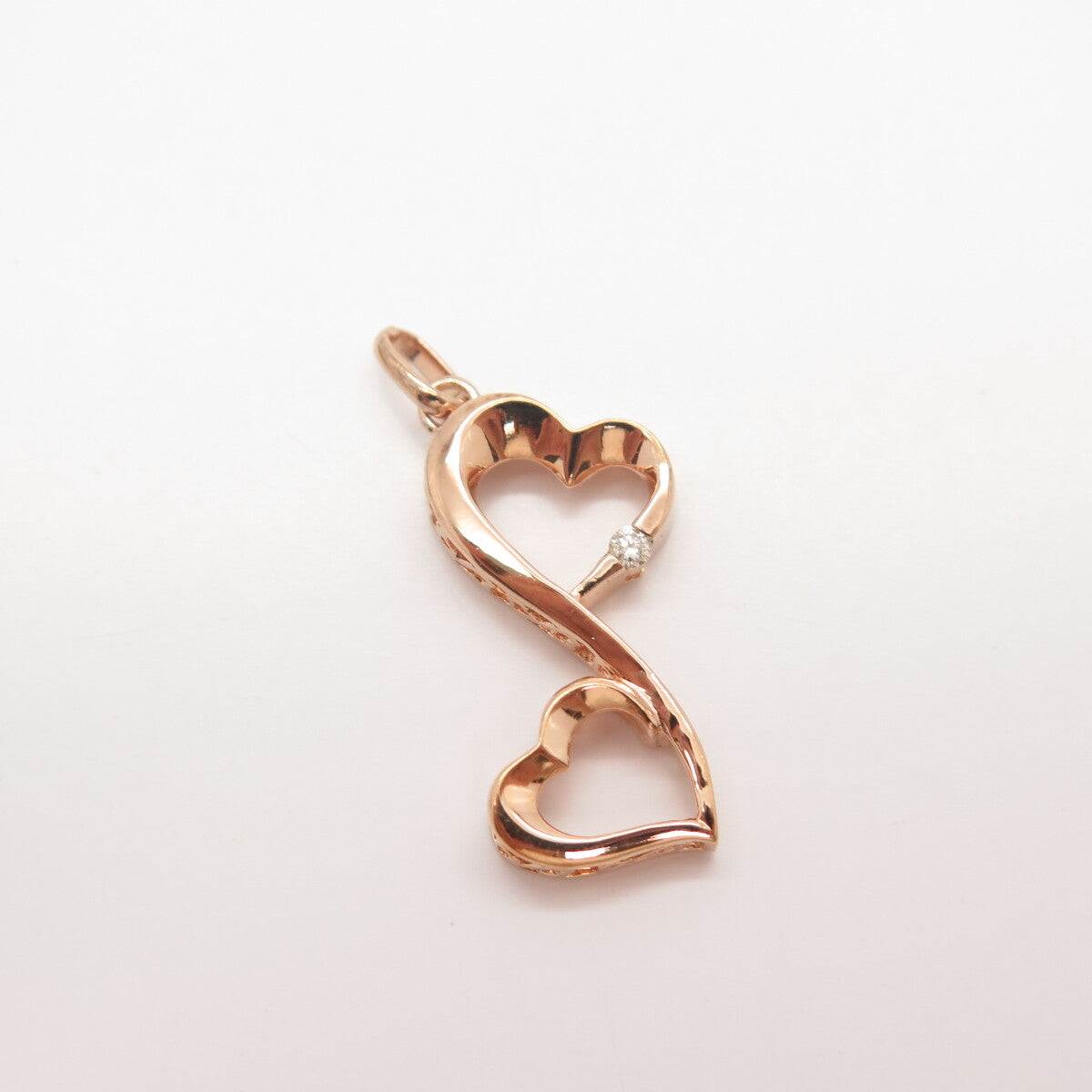 925 Sterling Silver Gold Plated Real White Diamond Open Heart Infinity Pendant