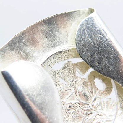 925 Sterling Silver Antique 1907 Peruvian Dinero Coin Belt Buckle