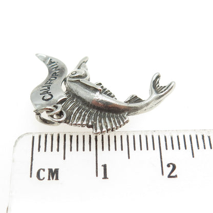 PACIFIC JEWELRY 925 Sterling Silver Vintage "California" Swordfish Charm Pendant