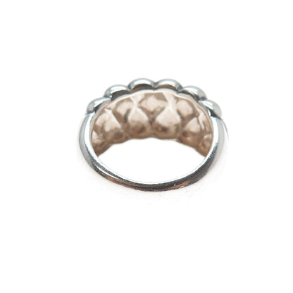 925 Sterling Silver Vintage Modernist Puffy Dome Oxidized Ring Size 7.25