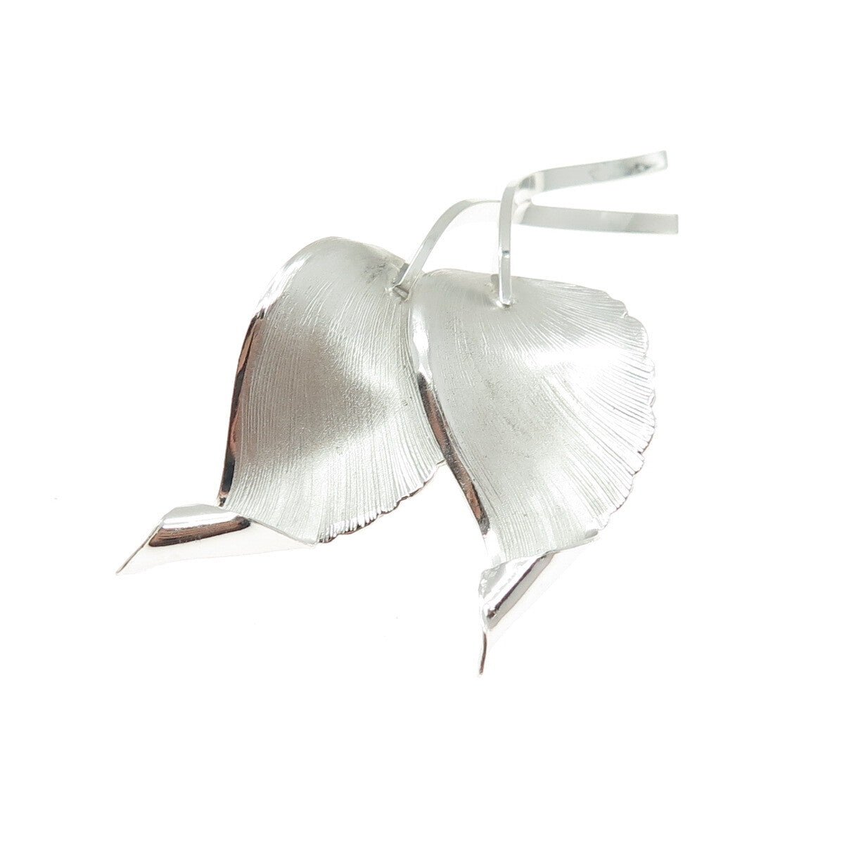 TURIN INC 925 Sterling Silver Vintage Couple of Leafs Pin Brooch