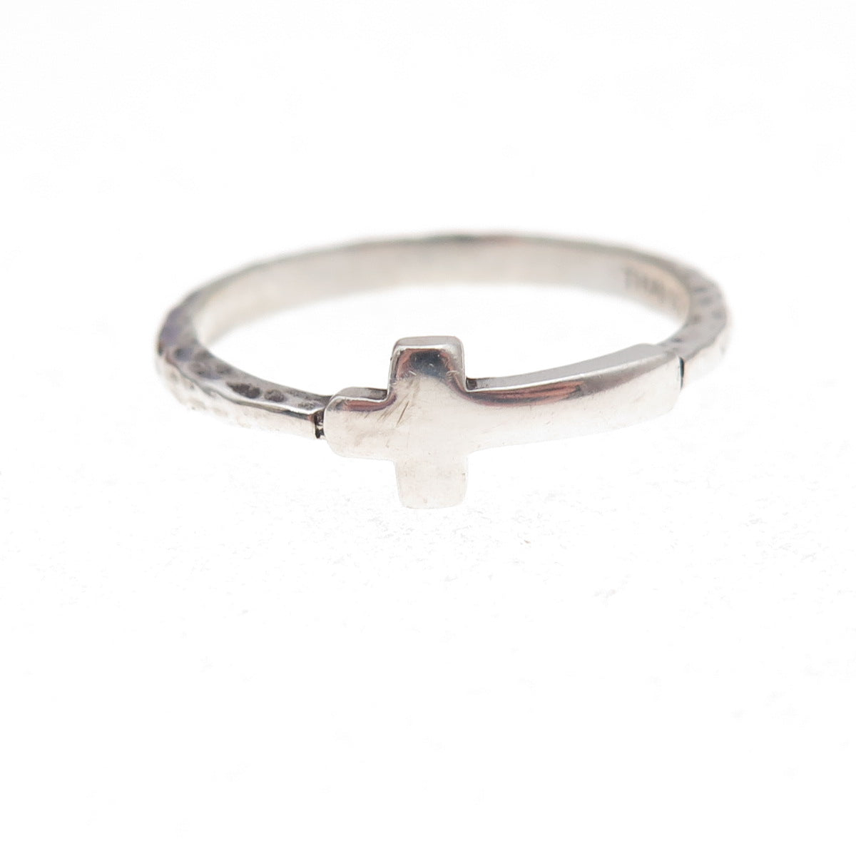Silpada 925 Sterling Silver Vintage Cross Hammered Oxidized Ring Size 8.25