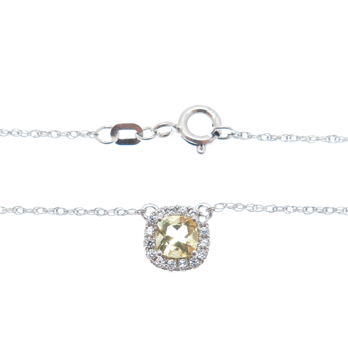 925 Sterling Silver Real Citrine & Round-Cut C Z Singapore Chain Necklace 19"