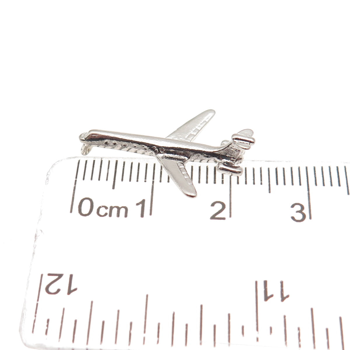 MAVO 925 Sterling Silver Vintage Airplane 3D Mini Slide Charm Pendant