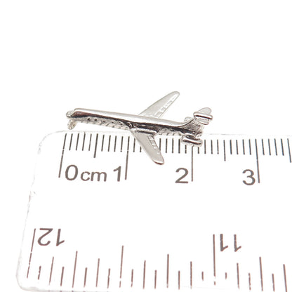 MAVO 925 Sterling Silver Vintage Airplane 3D Mini Slide Charm Pendant