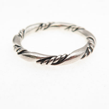 925 Sterling Silver Vintage Twisted Oxidized Band Ring Size 7.25