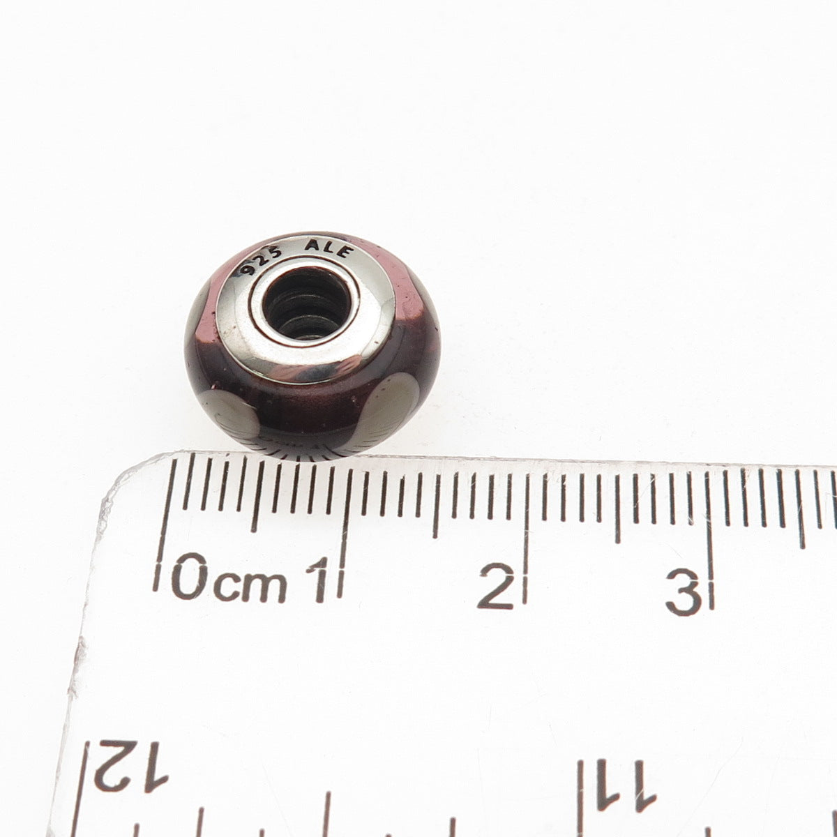 Pandora 925 Sterling Silver Murano Glass Heart Slide Bead Charm