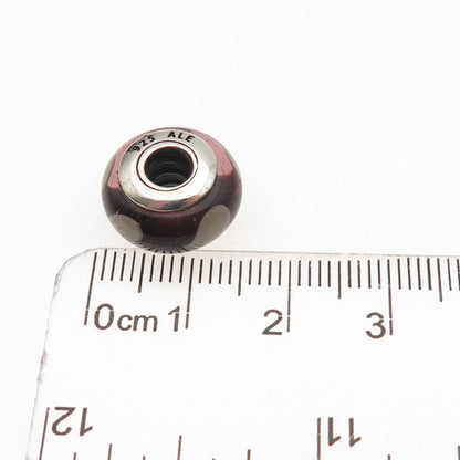 Pandora 925 Sterling Silver Murano Glass Heart Slide Bead Charm