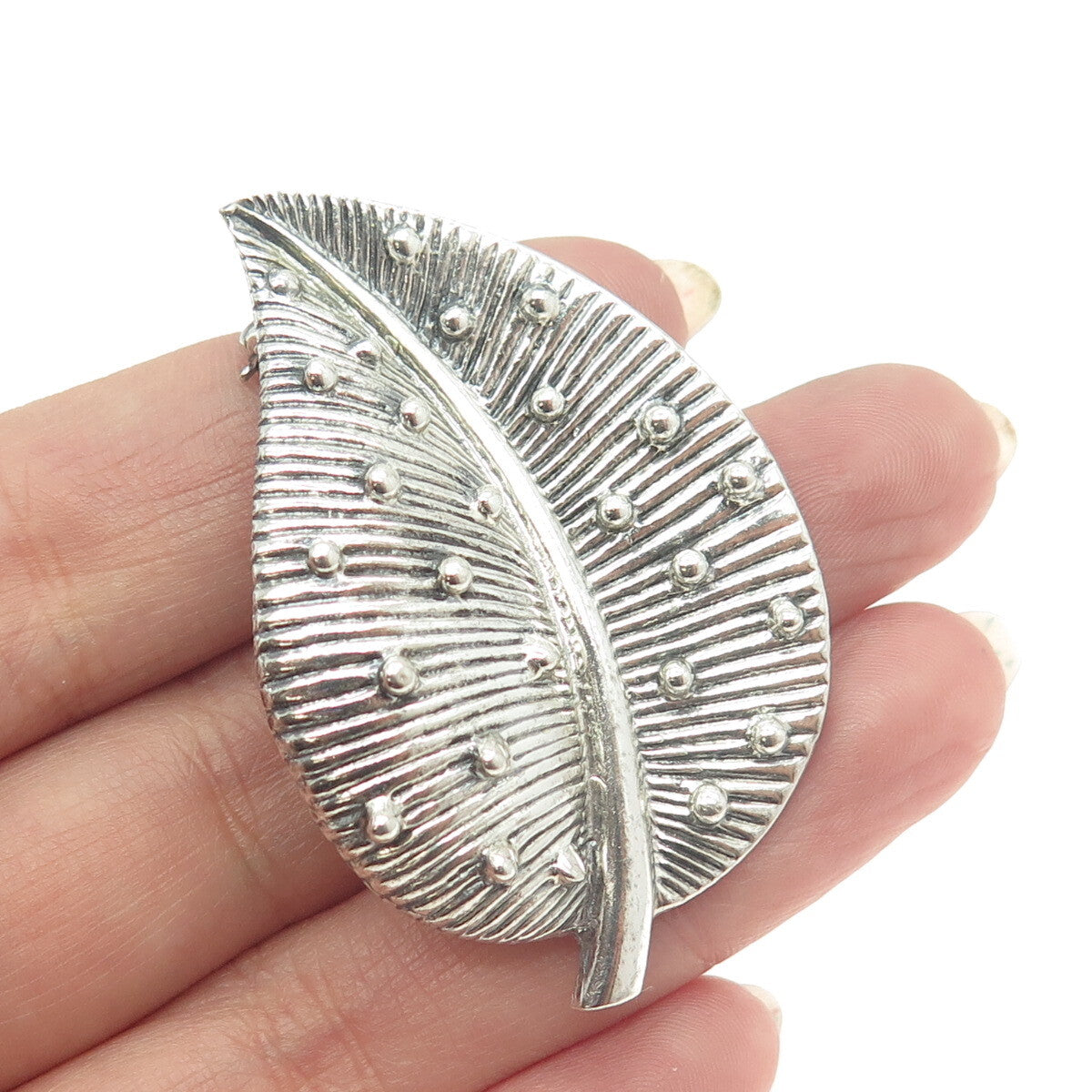 FLETCHER 925 Sterling Silver Vintage Leaf Pin Brooch