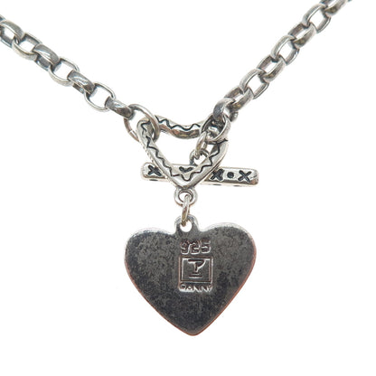 ANNI + CO. 925 Sterling Silver Vintage Love Heart Cable Chain Necklace 18"