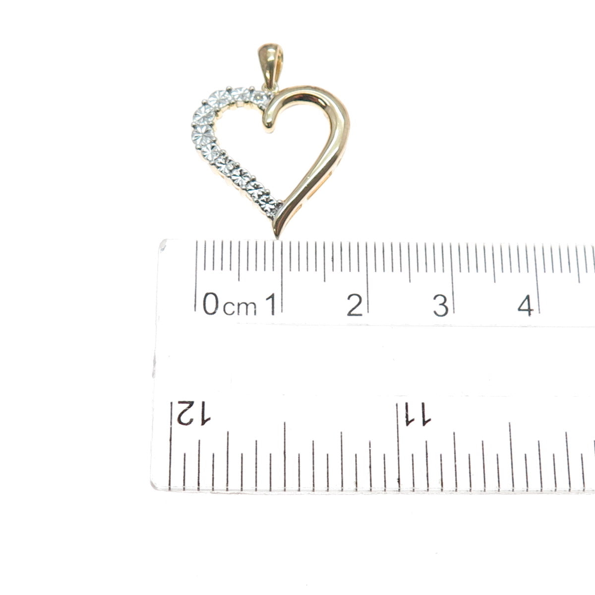 JH YOUNG 925 Sterling Silver 2-Tone Real Diamond Accent Heart Charm Pendant