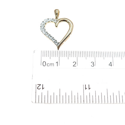 JH YOUNG 925 Sterling Silver 2-Tone Real Diamond Accent Heart Charm Pendant