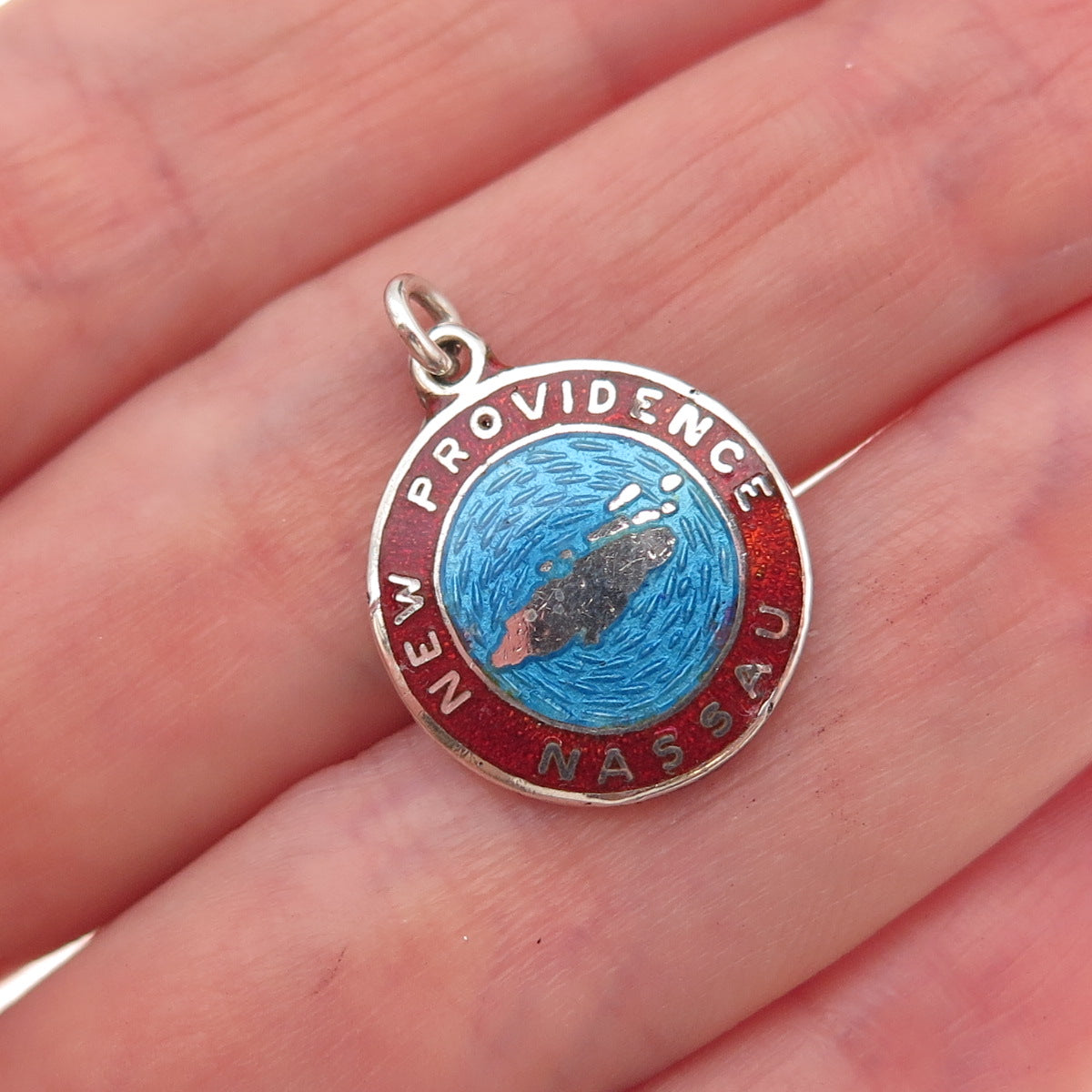 Breadner Co. Sterling Silver Vintage Enamel New Providence Nassau Charm Pendant