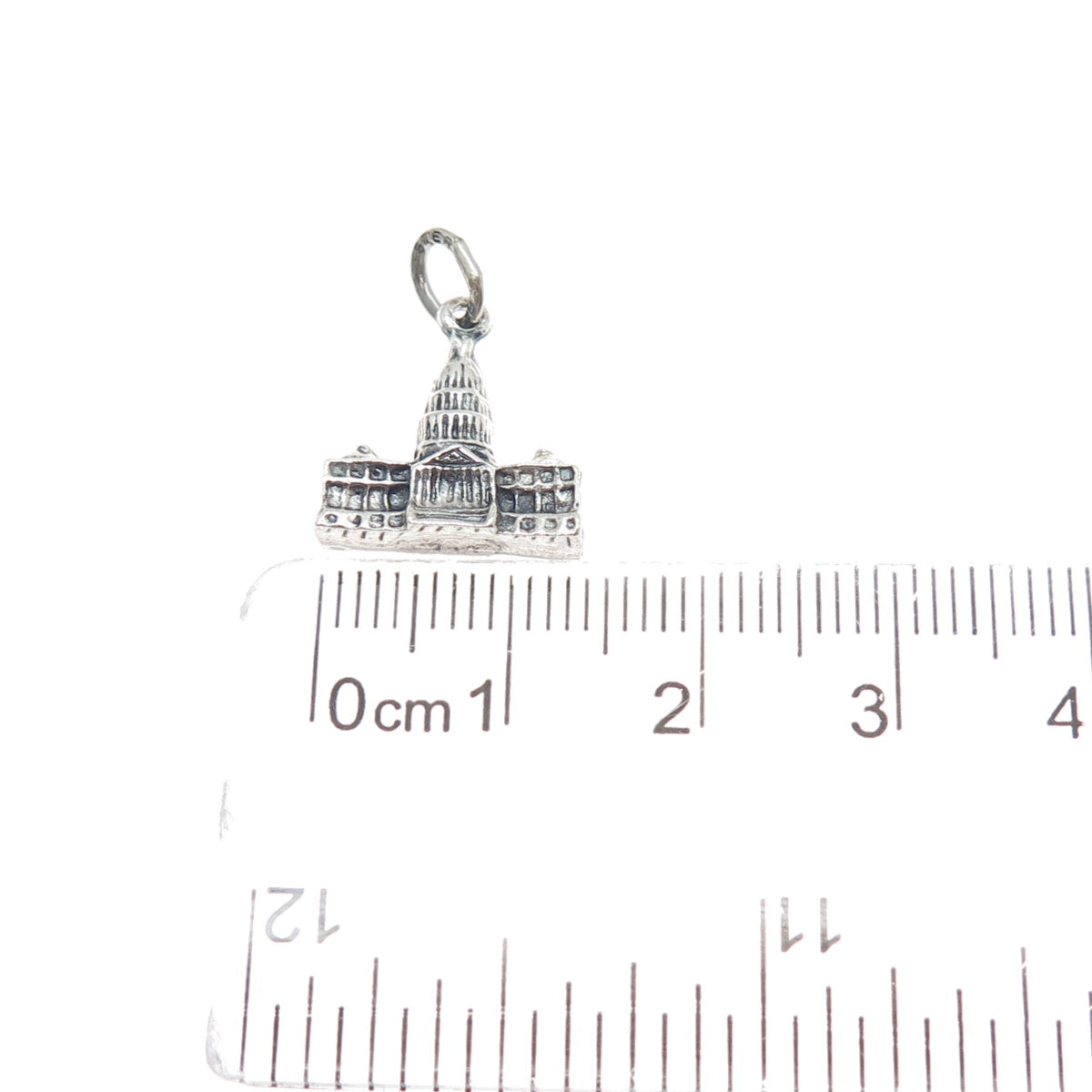 BEAU 925 Sterling Silver Vintage US Capitol Building Minimalist 3D Charm Pendant