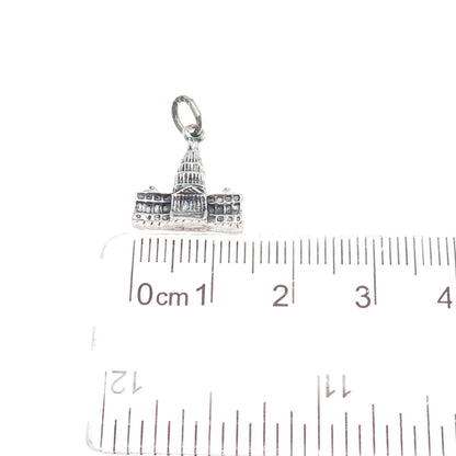 BEAU 925 Sterling Silver Vintage US Capitol Building Minimalist 3D Charm Pendant