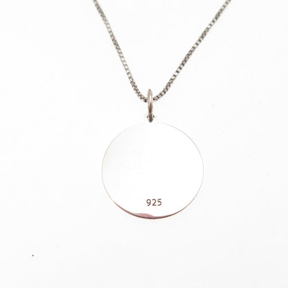 925 Sterling Silver Red Enamel Female Symbol Heart Box Chain Necklace 18"