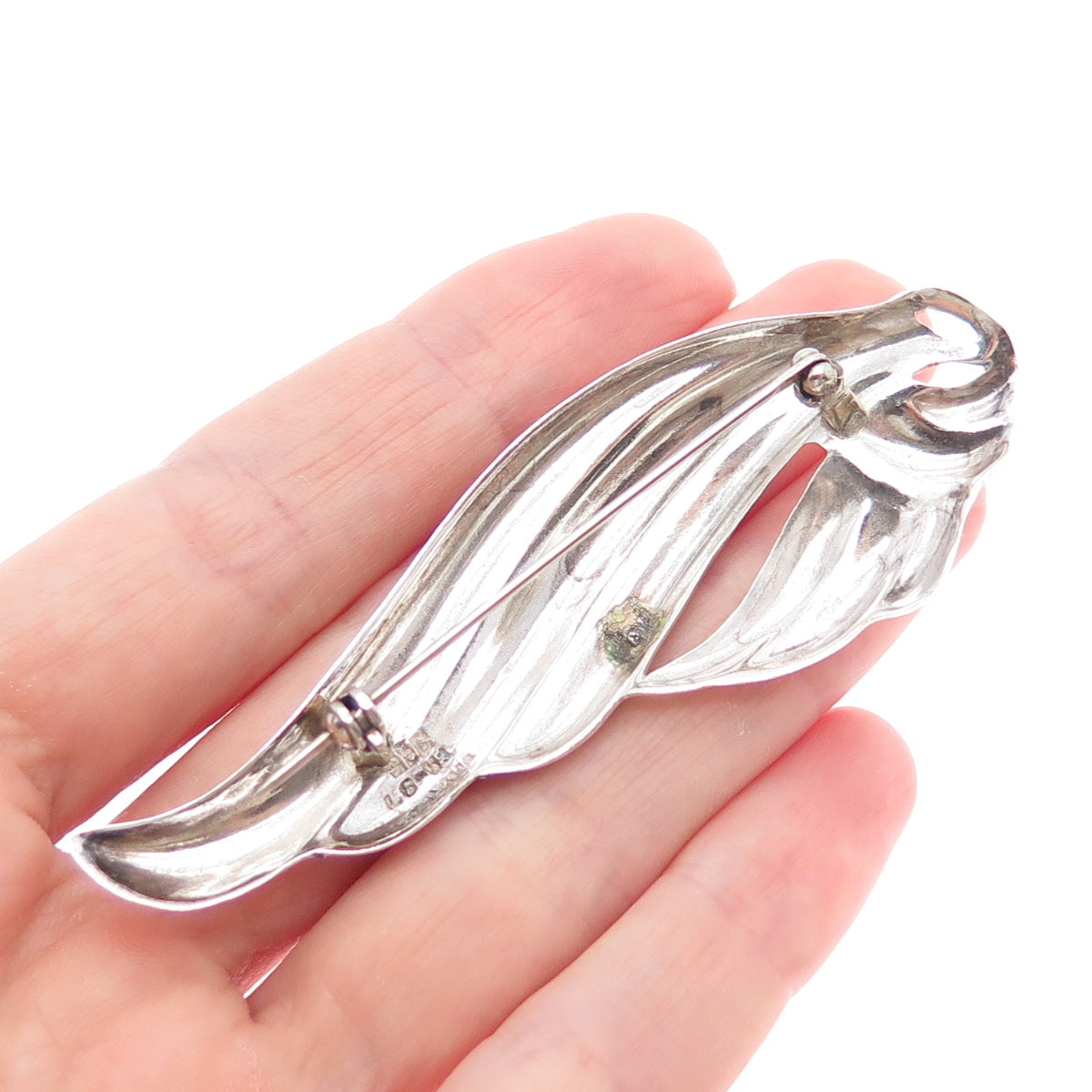 925 Sterling Silver 2-Tone Vintage Mexico Modernist Wing Pin Brooch